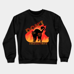 Angry Black Cat with Flames Design Crewneck Sweatshirt